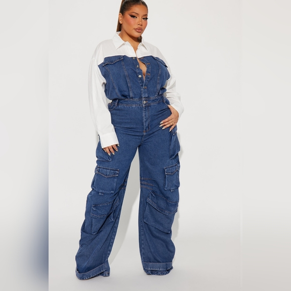 Fashion nova denim jumpsuit - Picture 3 of 13